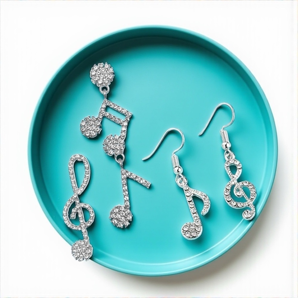 Sparkle & Shine: Rhinestone Musical Notes Dangle Earrings 🎶 2 Styles Available